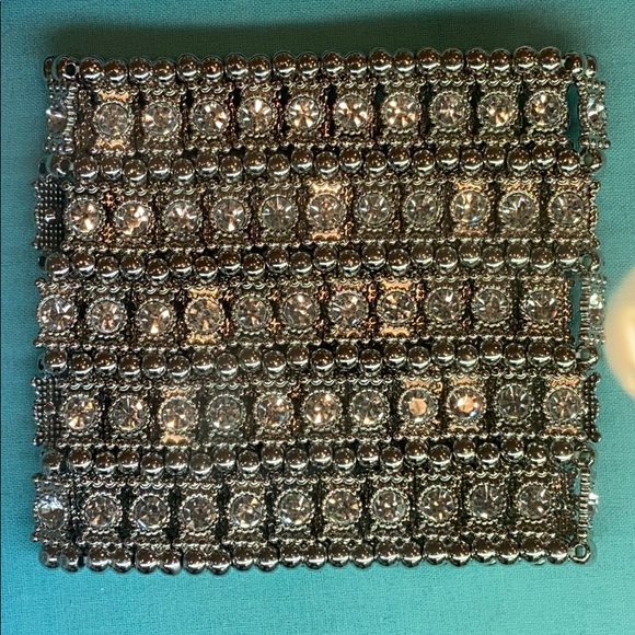 Silver Rhinestone Cuff Bracelet - Picture 2 of 3